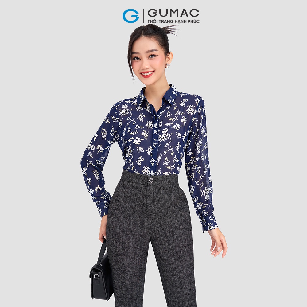 Áo sơ mi nữ họa tiết GUMAC AD03027