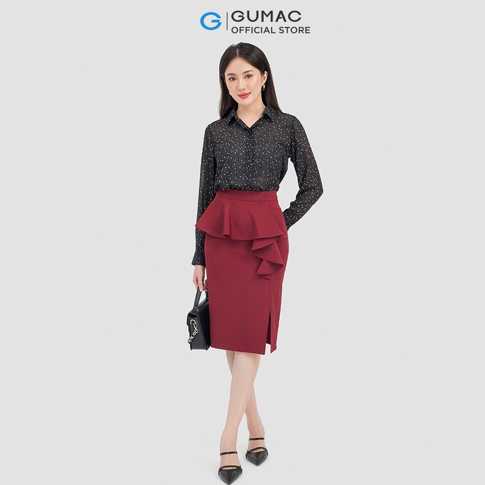 Váy bút chì phối bèo VC07042 thời trang GUMAC