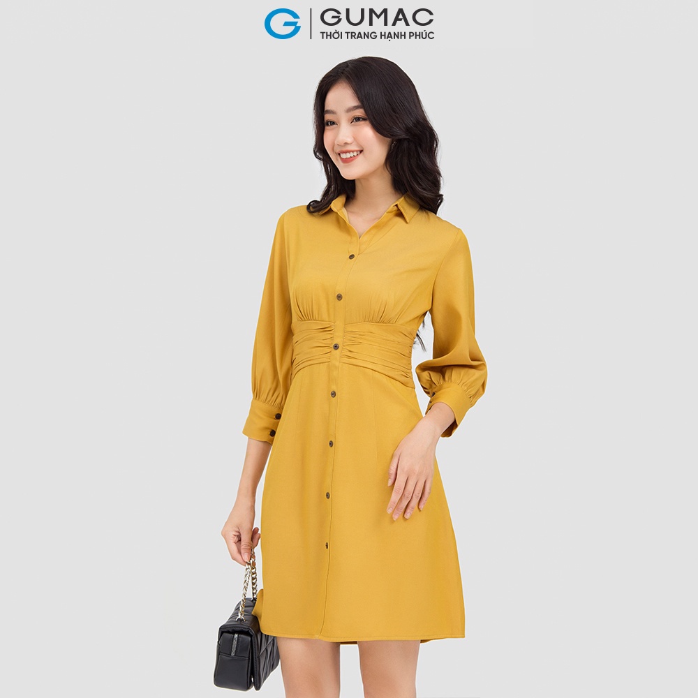 Đầm sơ mi nhún eo DC06011 thời trang GUMAC