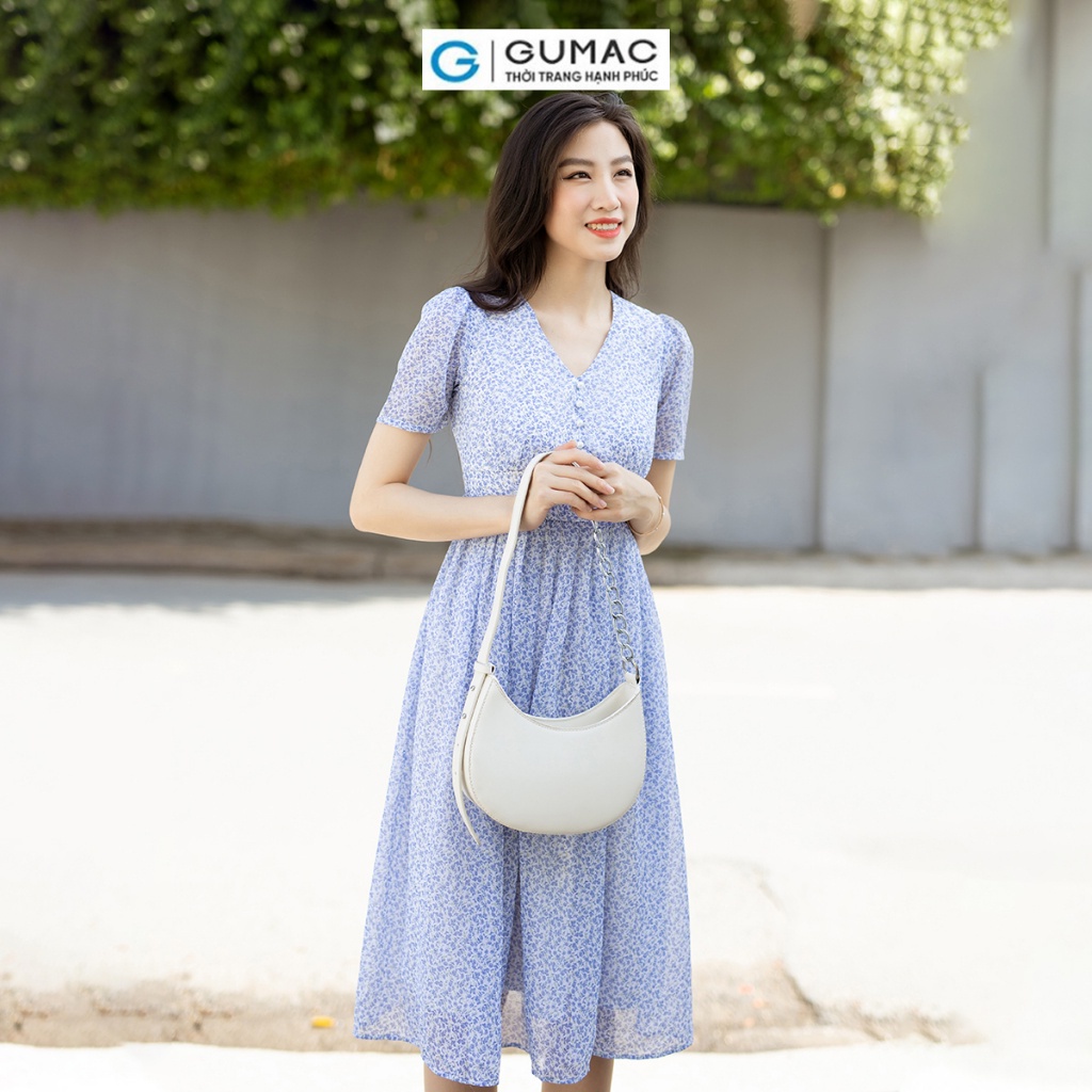 Đầm xòe xếp ly thời trang GUMAC DD07030