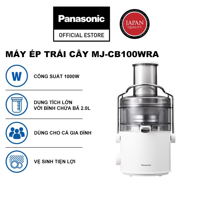 Máy ép trái cây Panasonic MJ-CB100WRA-Ép nhanh nghiền với mâm 100%-Công suất 1000W