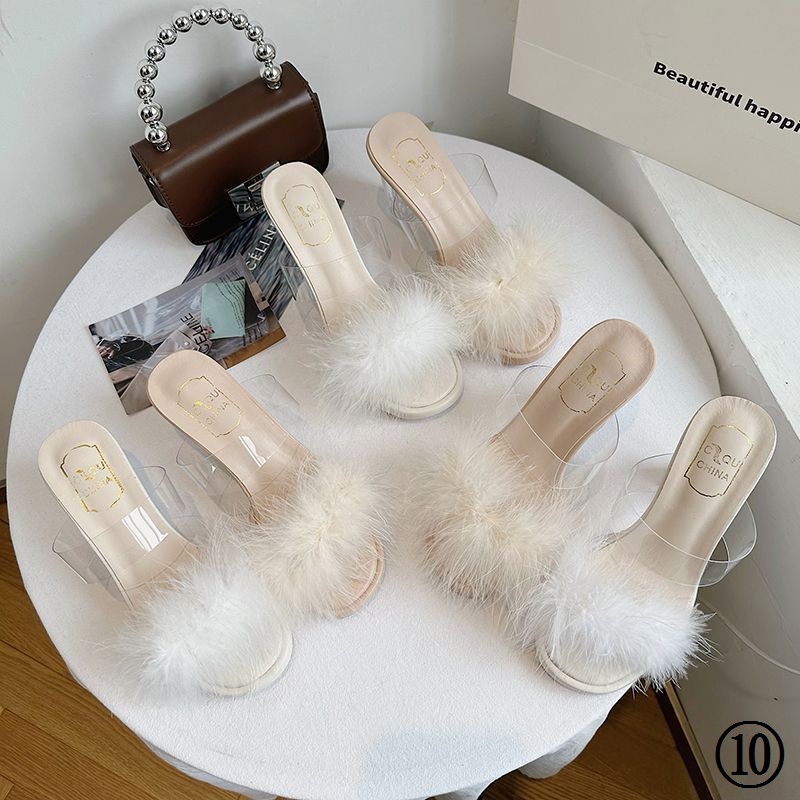 Dép Cao Gót Pha Lê Mỏng Mùa Hè 2023 Đế Phẳng Gót Dày Chống Nước Phong Cách Mới Cho Nữ