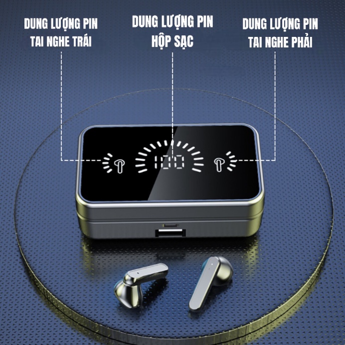 Tai Nghe bluetooth S20 Pro V5.2 Âm Thanh Hifi 9D Cực Hay,tai nghe không dây mặt gương đèn led độc đáo có bảo hành P2T