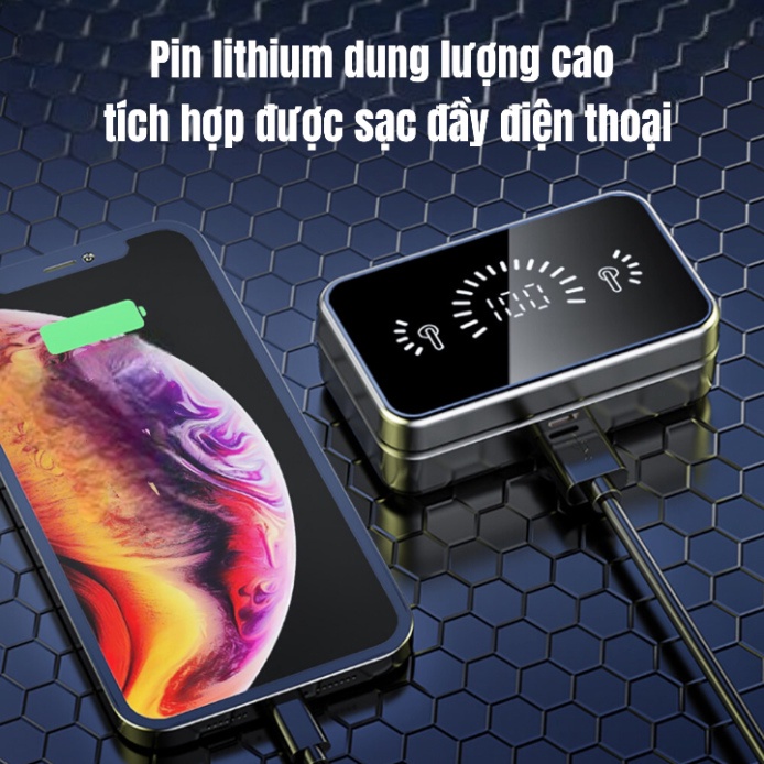 Tai Nghe bluetooth S20 Pro V5.2 Âm Thanh Hifi 9D Cực Hay,tai nghe không dây mặt gương đèn led độc đáo có bảo hành P2T