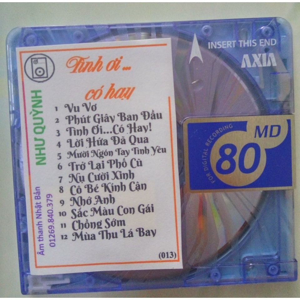 [MD] MD Như Quỳnh - Tình Ơi Có Hay - Thiết bị lưu trữ MD Mini Disc nhạc vàng, nhạc trữ tình chất lượ