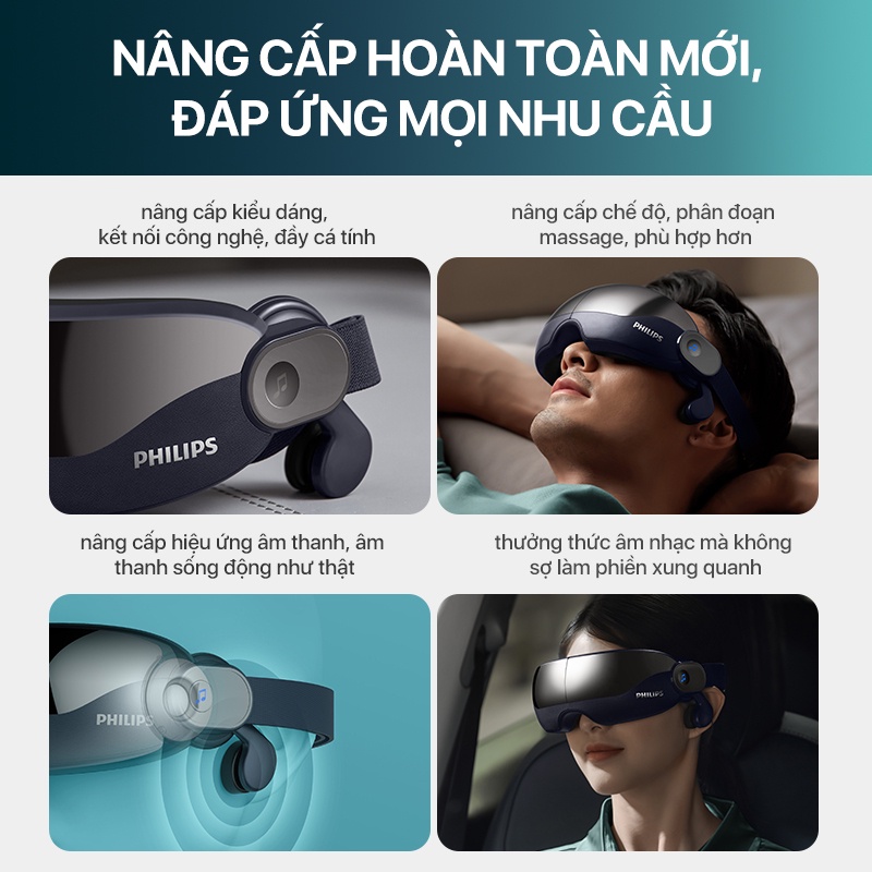 Máy Massage Mắt và Thái Dương PHILIPS 2702-kết nối thông minh bluetooth phát nhạc - Hàng Chính Hãng