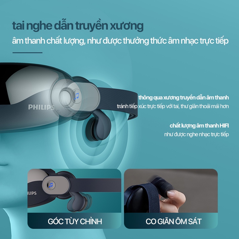 Máy Massage Mắt và Thái Dương PHILIPS 2702-kết nối thông minh bluetooth phát nhạc - Hàng Chính Hãng