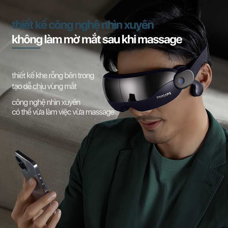 Máy Massage Mắt và Thái Dương PHILIPS 2702-kết nối thông minh bluetooth phát nhạc - Hàng Chính Hãng