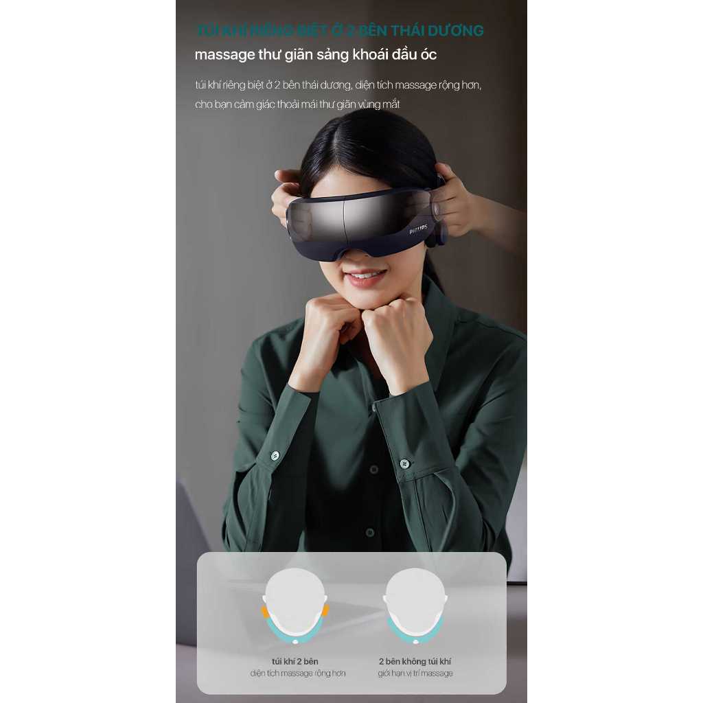 Máy Massage Mắt và Thái Dương PHILIPS 2702-kết nối thông minh bluetooth phát nhạc - Hàng Chính Hãng