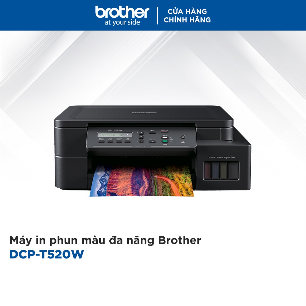Combo Máy in phun màu đa năng Brother DCP-T520W và Bộ mực in phun Brother (BT-D60BK + BT5000C/M/Y)