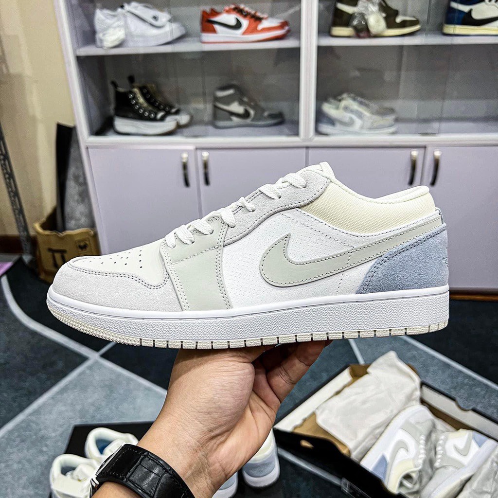 Giày Jordan cổ thấp Low Paris xám Cao Cấp Full Bill Box, Giày Sneaker JD AF1 thể thao nam nữ ullzang đi học đi chơi