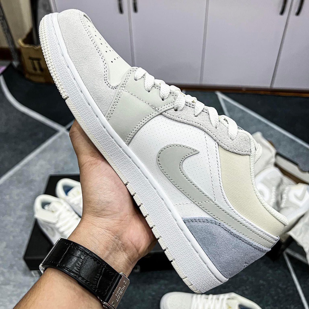 Giày Jordan cổ thấp Low Paris xám Cao Cấp Full Bill Box, Giày Sneaker JD AF1 thể thao nam nữ ullzang đi học đi chơi