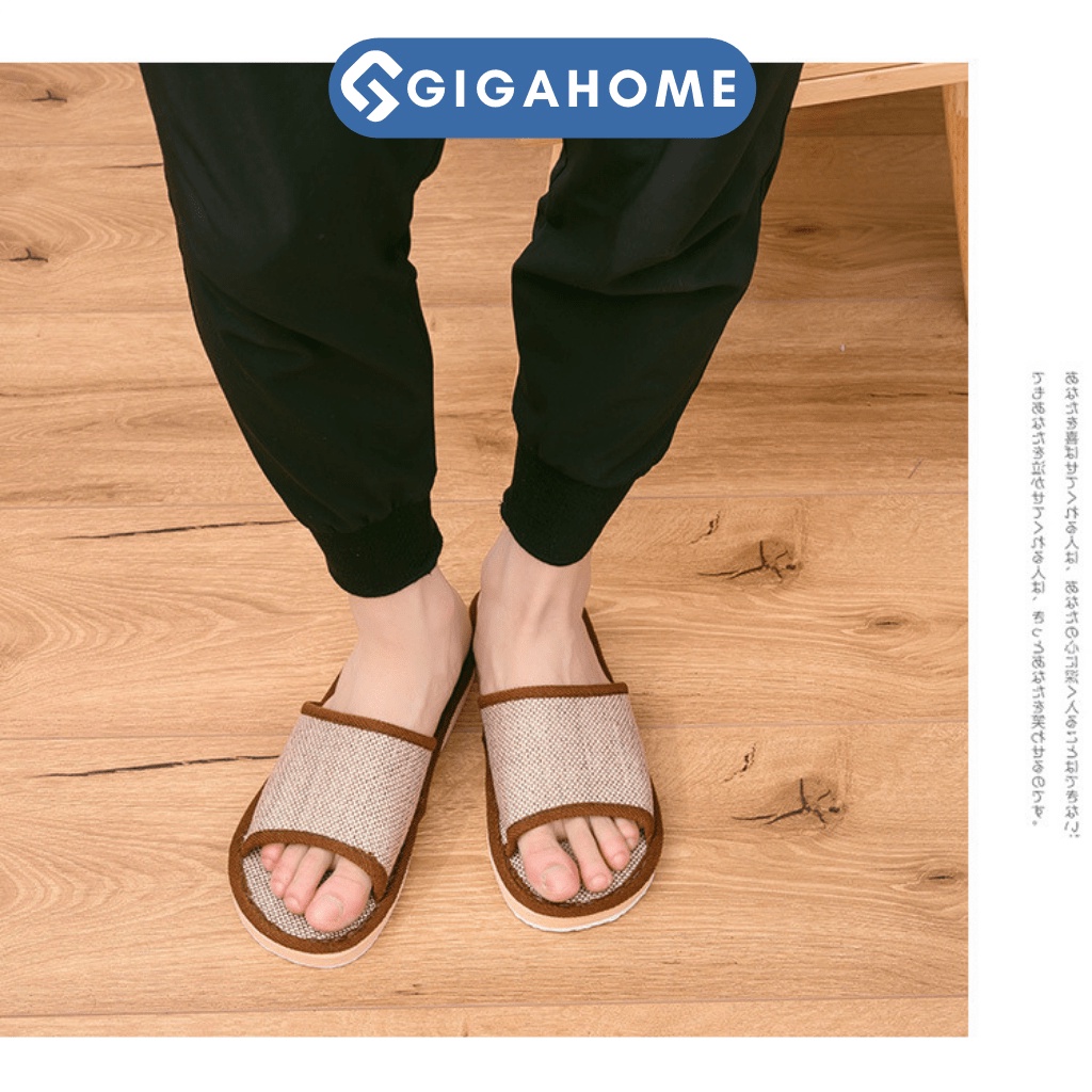 Dép Vải Lanh Nam Nữ Đi Trong Nhà Mát Chân GIGAHOME Đế Cao Su Chống Trơn Trượt 8931