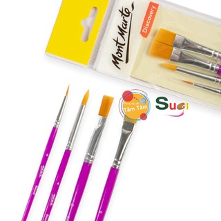 [ TÂM TÂM ] Bộ 4 Cọ Vẽ Mont Marte - Assorted Brush Set Discovery 4pc - BMHS0063