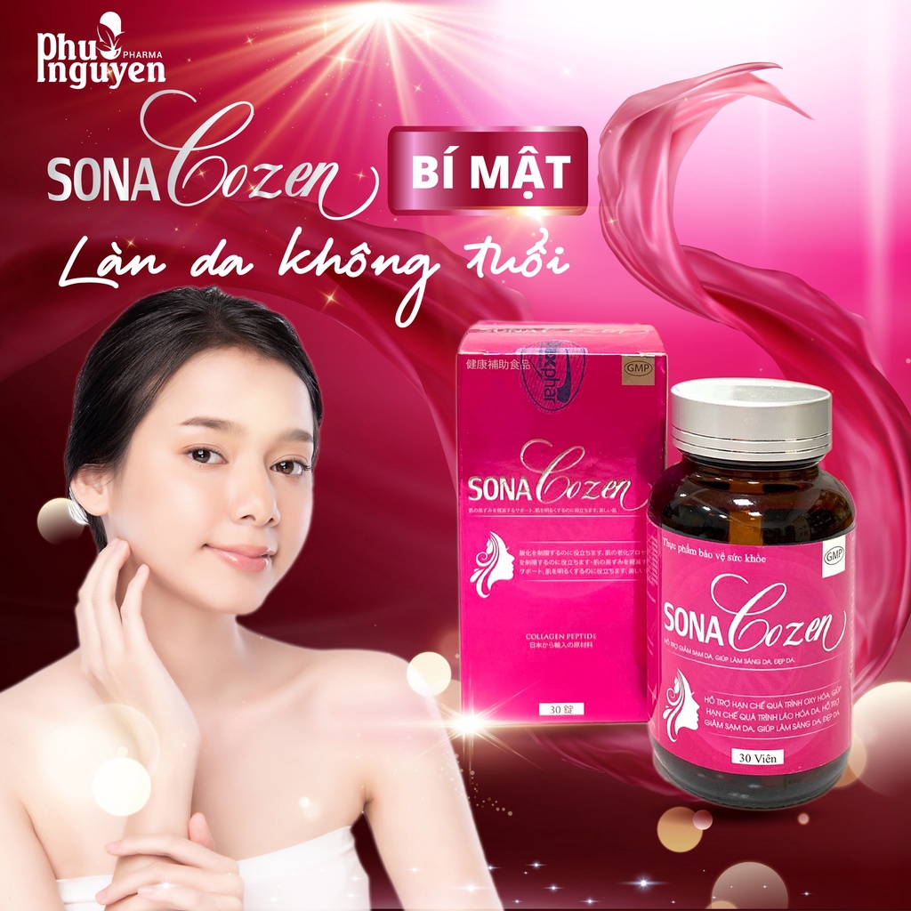 Viên Uống Bổ Sung Collagen Giảm Sạm Da Giảm Da Nhăn Làm Sáng Da Đẹp Da SonaCozen - Hộp 30 viên