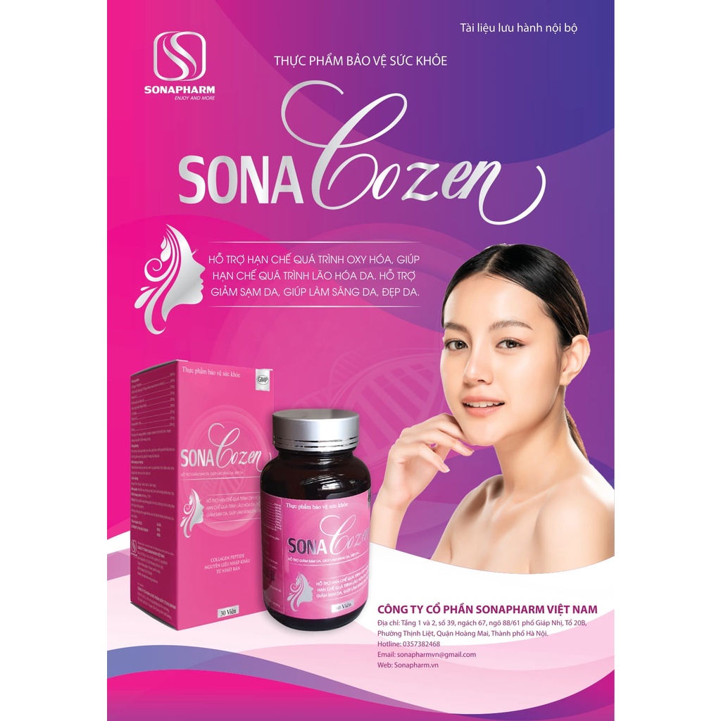 Viên Uống Bổ Sung Collagen Giảm Sạm Da Giảm Da Nhăn Làm Sáng Da Đẹp Da SonaCozen - Hộp 30 viên