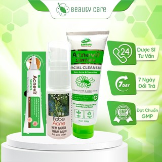 Combo Chăm Sóc Da Mụn Mủ Mụn Bọc Mụn Viêm gồm Sữa Rữa Mặt 100gram + Kem Giảm Mụn 10gr +  Kem Chấm Thâm Mụn 15gr