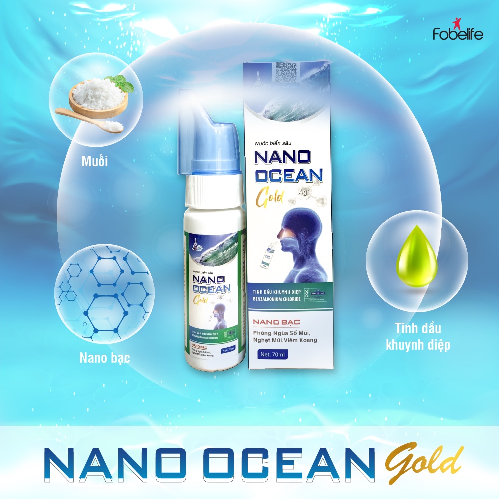 Nước muối biển sâu làm sạch, thông mũi  Nano Ocean Gold- Chai/ 70ml