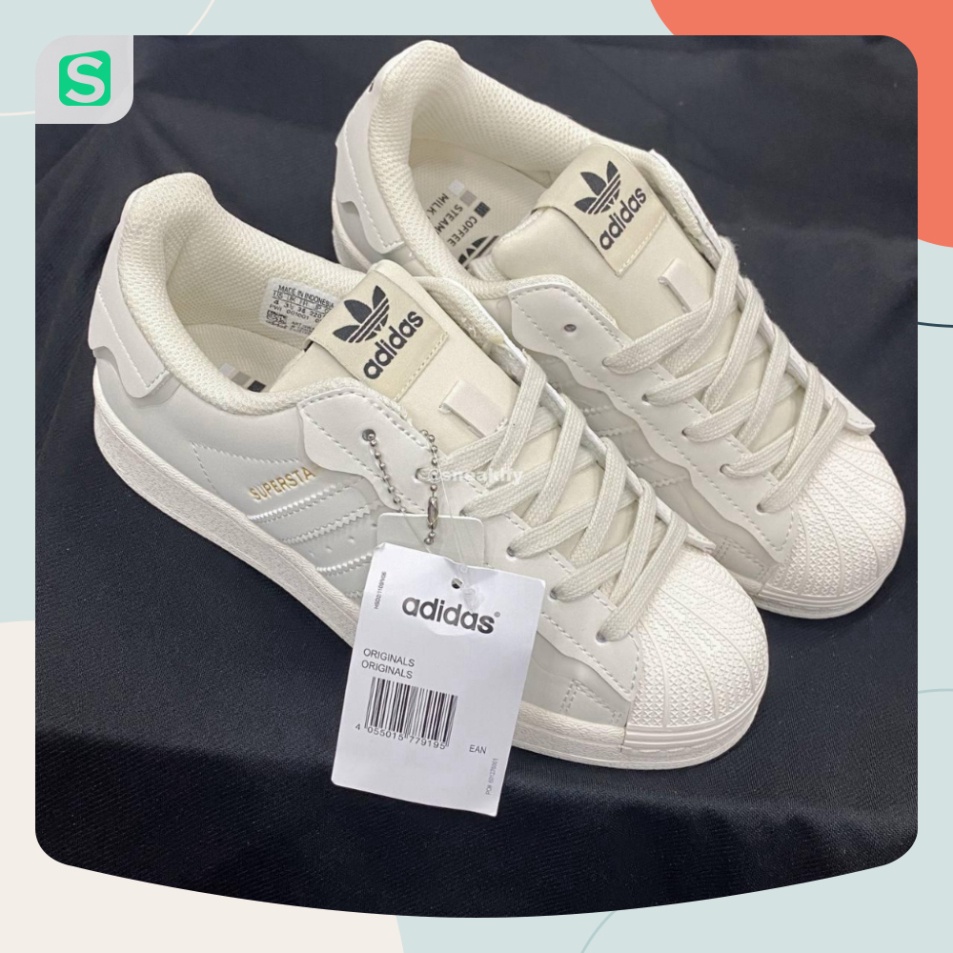 Giày thể thao nữ_adidas_superstar mũi sò màu trắng hồng cao cấp dễ phối đồ