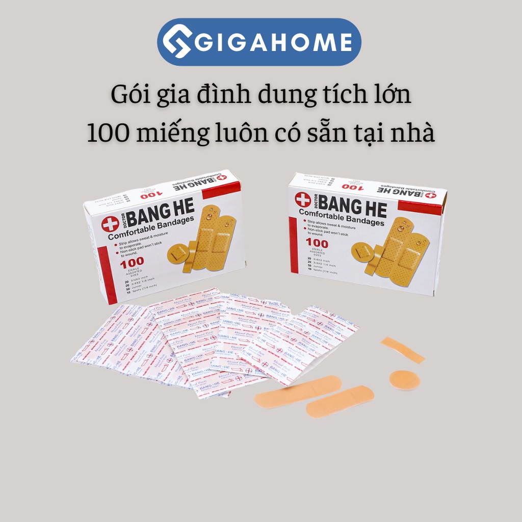 Hộp 100 Miếng Băng Y Yế Urgo 4 Loại GIGAHOME Chống Thấm Nước, Thoáng Khí 5228