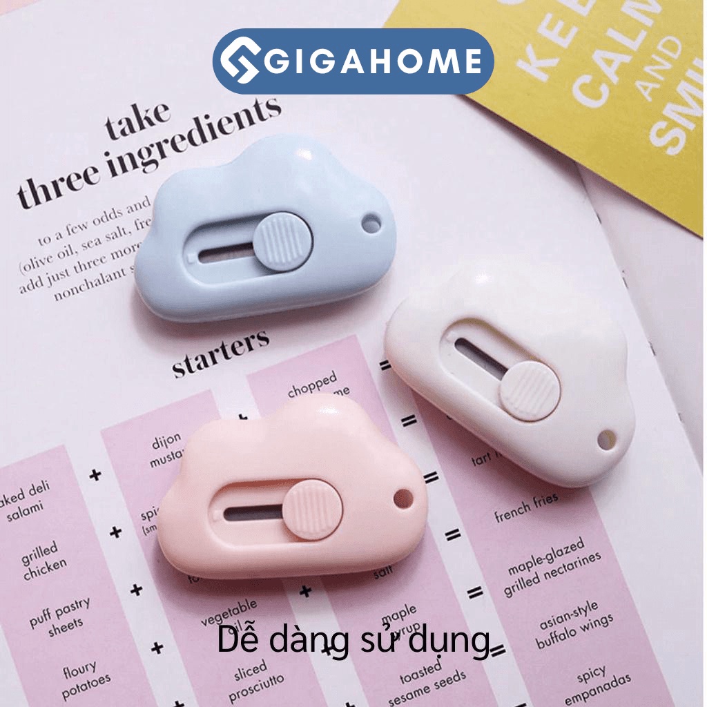 Dao Rọc Giấy Mini GIGAHOMEVN Hình Đám Mây Đáng Yêu Kết Hợp Với Tiện Ích, Có Thể Làm Móc Khóa 9448