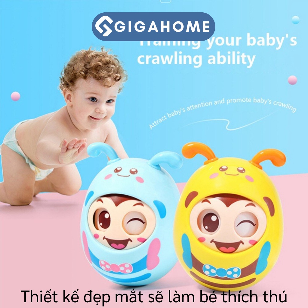 Đồ Chơi Con Lật Đật Ong Dễ Thương GIGAHOMEVN Mắt Nhắm Mở Liếc, Âm Thanh Leng Keng Vui Nhộn 7681