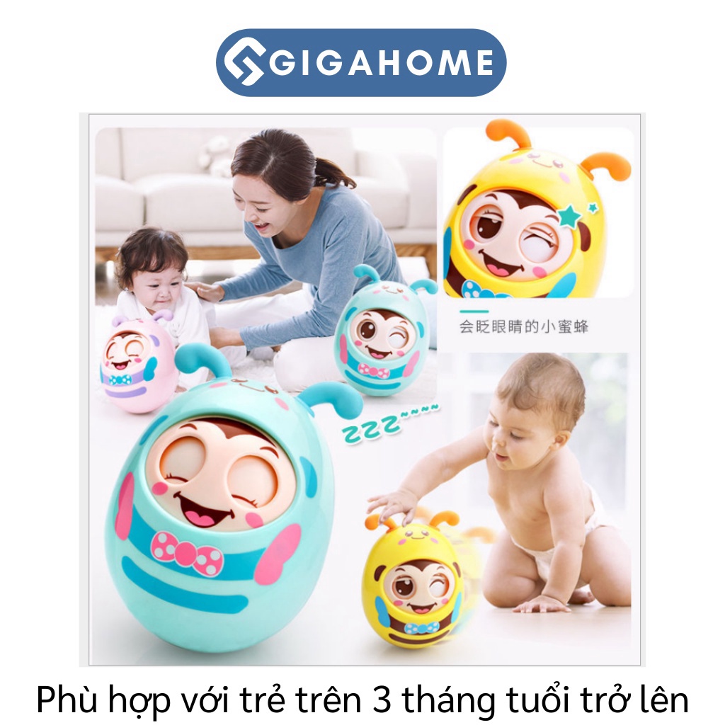 Đồ Chơi Con Lật Đật Ong Dễ Thương GIGAHOMEVN Mắt Nhắm Mở Liếc, Âm Thanh Leng Keng Vui Nhộn 7681
