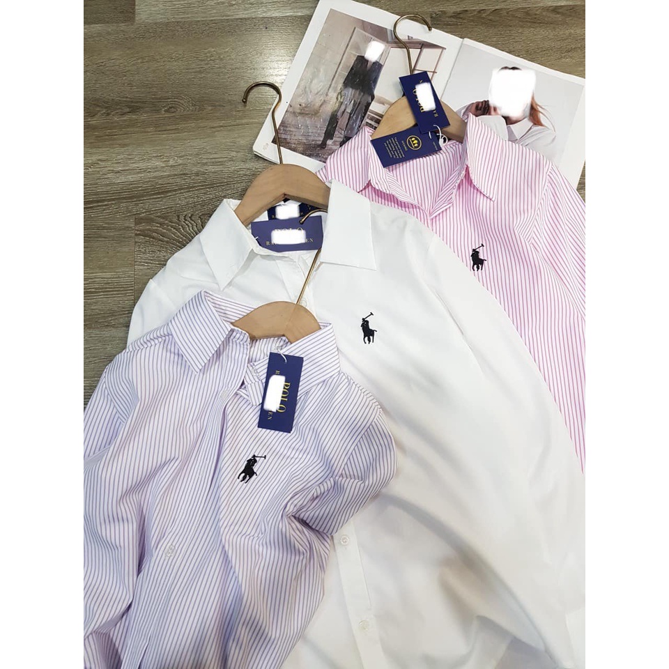 Áo sơ mi nữ Xịn Store sơ mi tay dài Polo sọc phong cách công sở 24072305