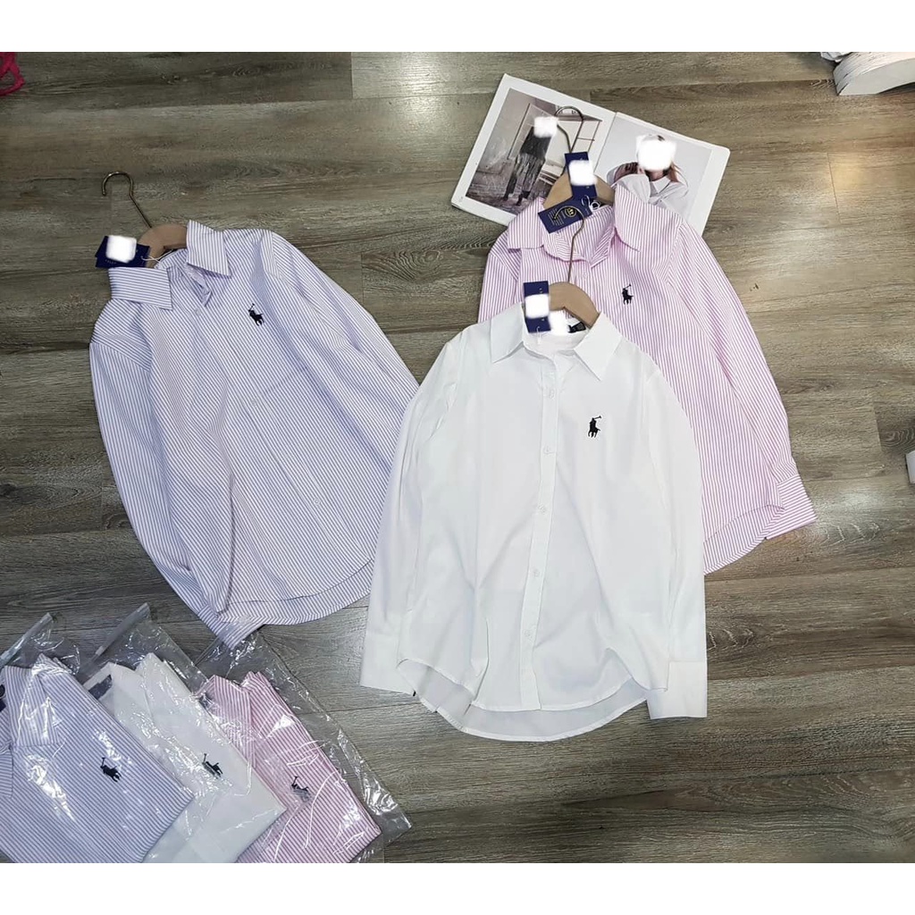 Áo sơ mi nữ Xịn Store sơ mi tay dài Polo sọc phong cách công sở 24072305