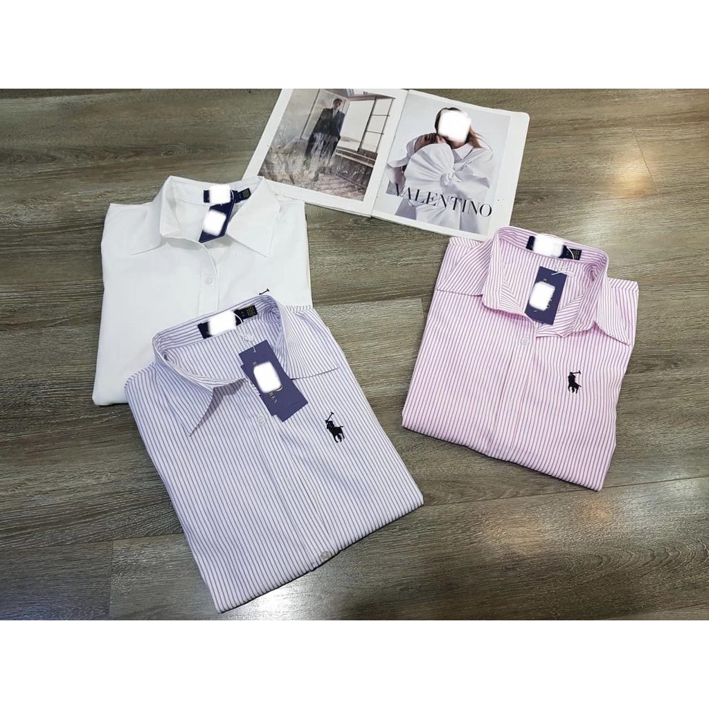 Áo sơ mi nữ Xịn Store sơ mi tay dài Polo sọc phong cách công sở 24072305