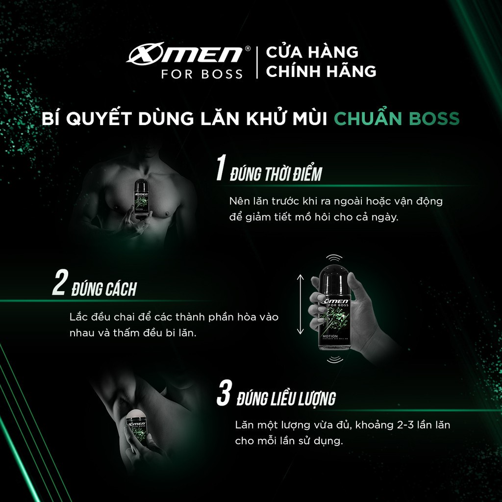 Bộ 2 Lăn khử mùi Xmen for Boss 50ml Hương Năng Động Motion