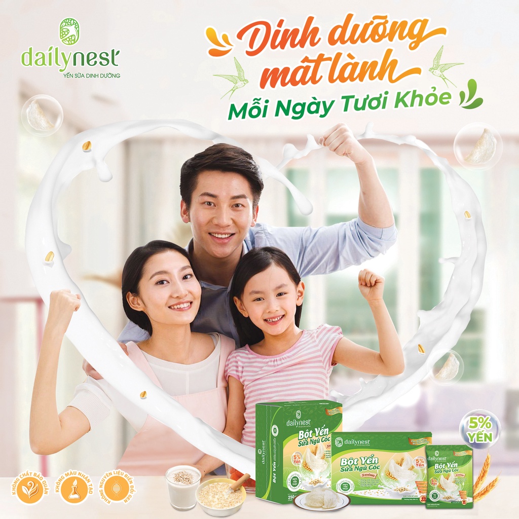 Hộp Bột Yến Sữa Ngũ Cốc Dailynest  Yến sào Thiên Việt