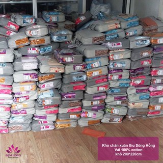 Vỏ chăn xuân thu Sông Hồng 100% cotton 200x220cm - Vỏ ghim bông có khóa kéo lồng Ruột
