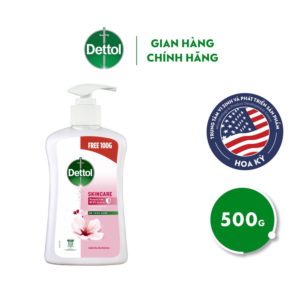 NƯỚC RỬA TAY DETTOL KHÁNG KHUẨN CHĂM SÓC DA – CHAI 500G SIÊU TIẾT KIỆM