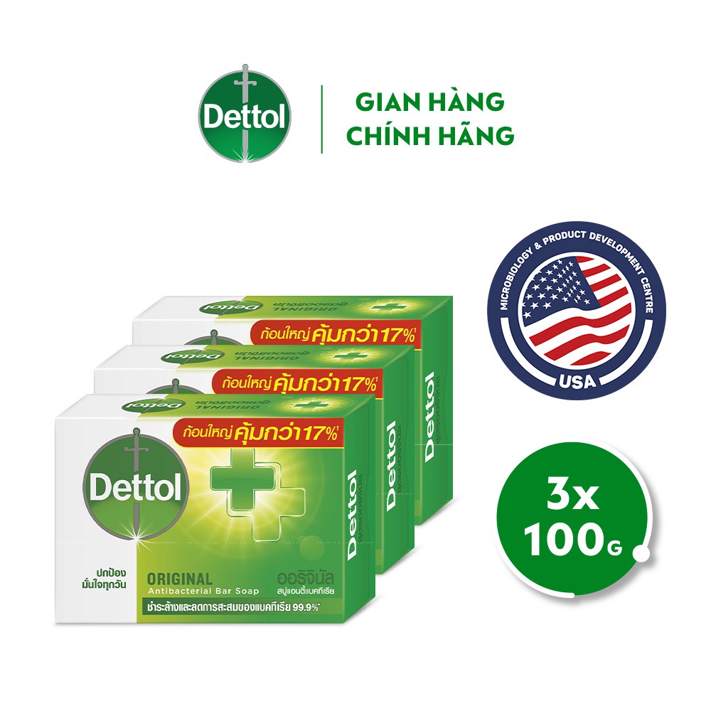 Combo 3 xà phòng Dettol kháng khuẩn 100G x 3