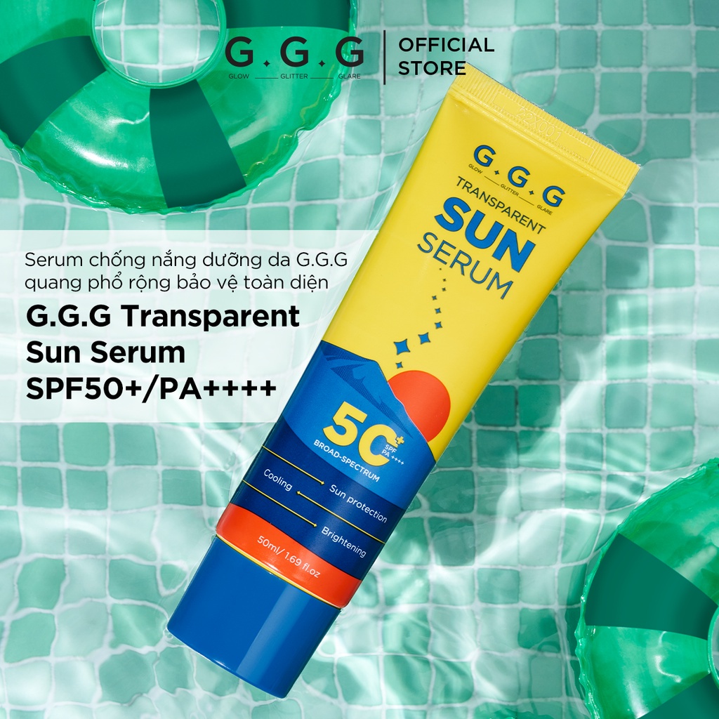 Combo 2 Kem Chống Nắng dạng Serum Chống Nắng Phổ Rộng Dưỡng Da GGG Transparent Sun Serum SPF50+/PA++++ 50ml