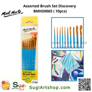 Bộ cọ vẽ mont marte - bhms0065 - bộ 10 cây cọ vẽ màu dàu, màu nước, màu acrylic