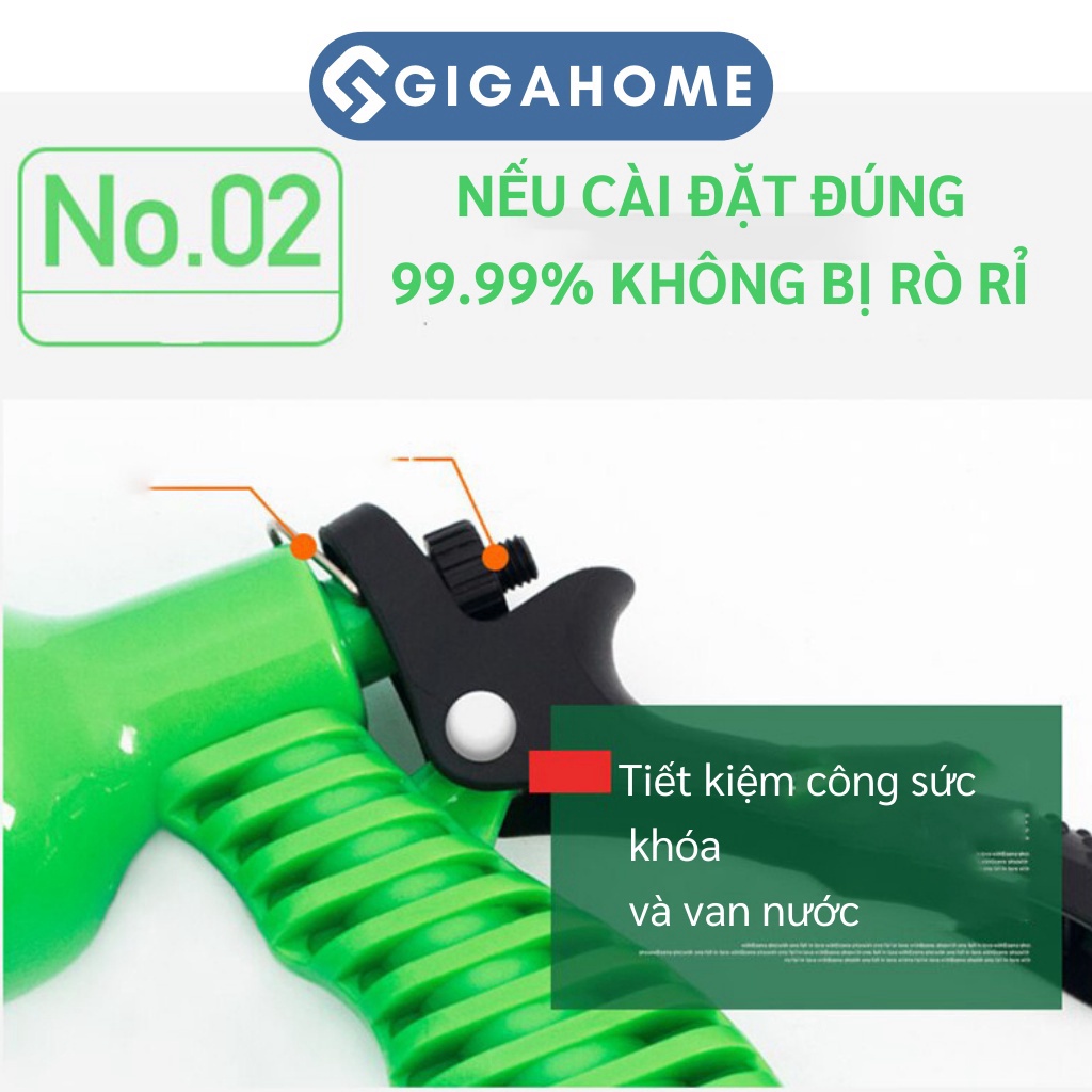 Vòi Xịt Tưới Cây, Rửa Xe Giản Nở GIGAHOME Thông Minh Loại 15m, Nhiều Chế Độ 2130