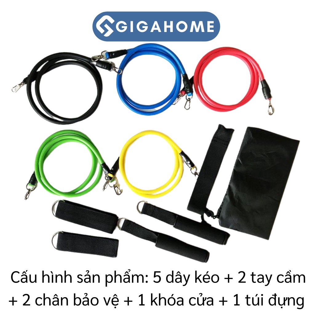 Bộ 5 Dây Ngũ Sắc Đàn Hồi Kháng Lực Tập Gym Gồm 11 Chi Tiết GIGAHOMEVN 6031