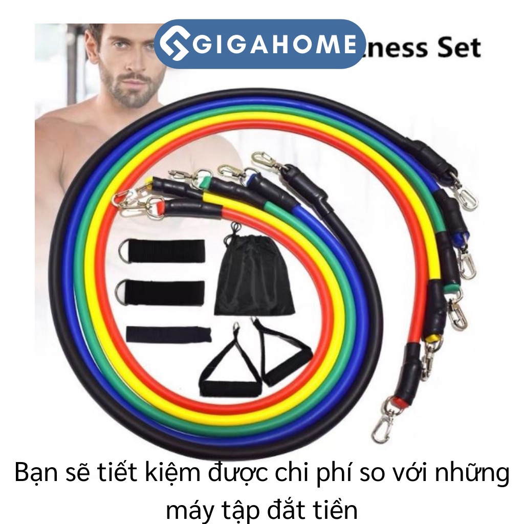 Bộ 5 Dây Ngũ Sắc Đàn Hồi Kháng Lực Tập Gym Gồm 11 Chi Tiết GIGAHOMEVN 6031