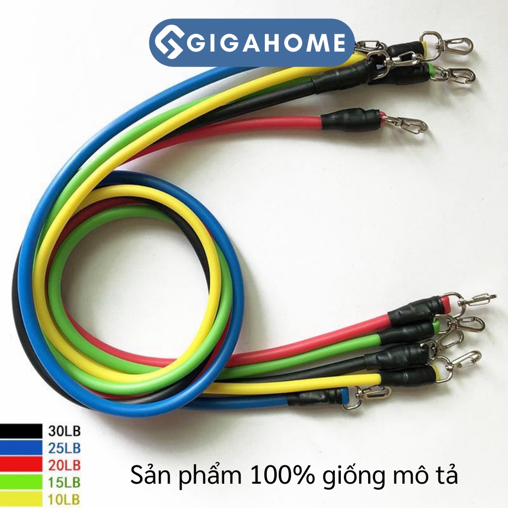 Bộ 5 Dây Ngũ Sắc Đàn Hồi Kháng Lực Tập Gym Gồm 11 Chi Tiết GIGAHOMEVN 6031