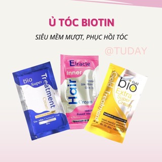 Ủ tóc biotin, ủ bio xanh, vàng, hồng siêu mềm mượt, phục hồi tóc
