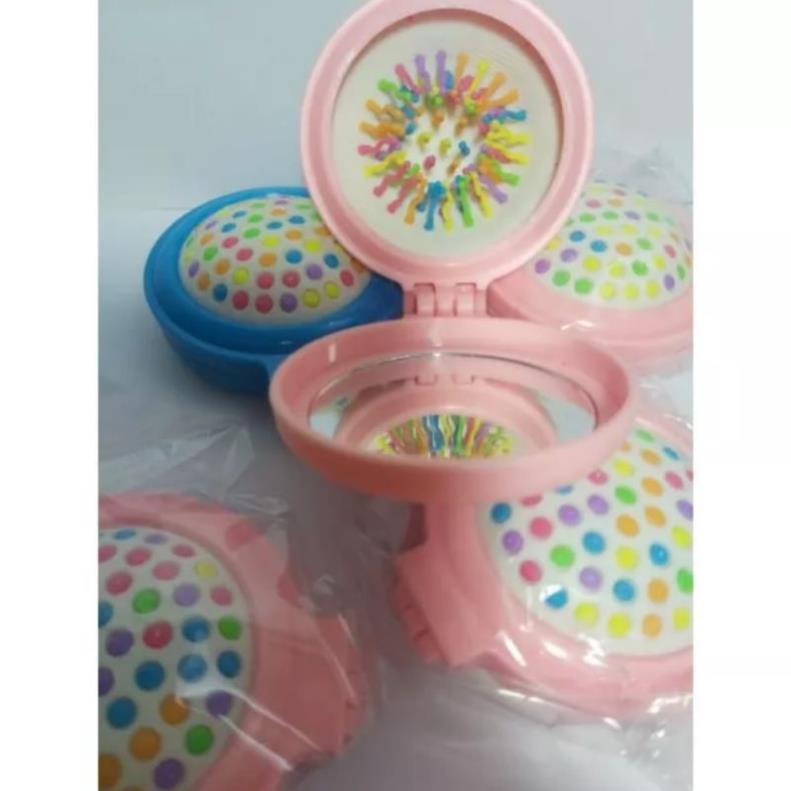 Gương lược Massage/Gương Trang điểm kèm lược màu Pastel QS Store