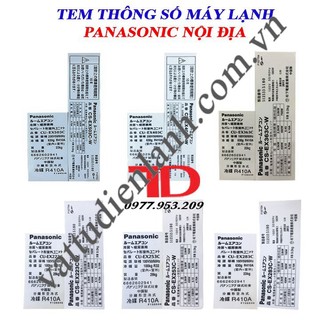 Tem thông số đuôi nóng máy lạnh panasonic nội địa