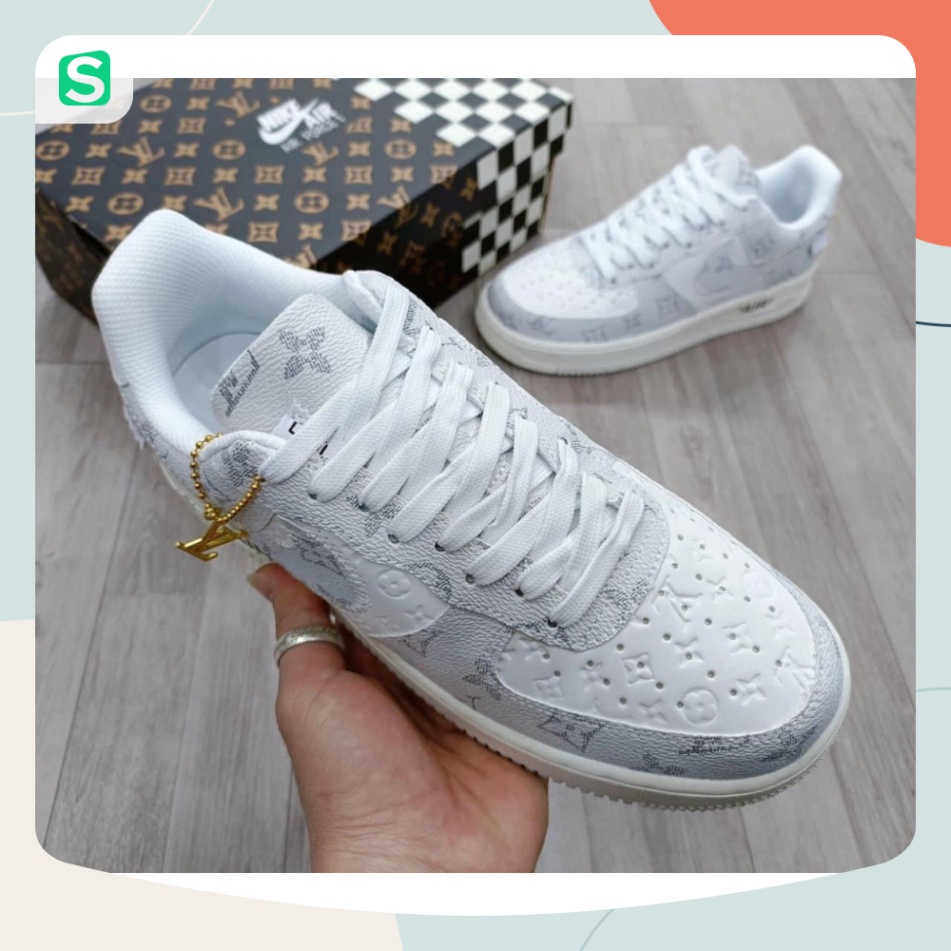 Giày _Nike Air Force 1 Lv xám, giày AF1 xám đế Air bản cao cấp full box bill phụ kiện