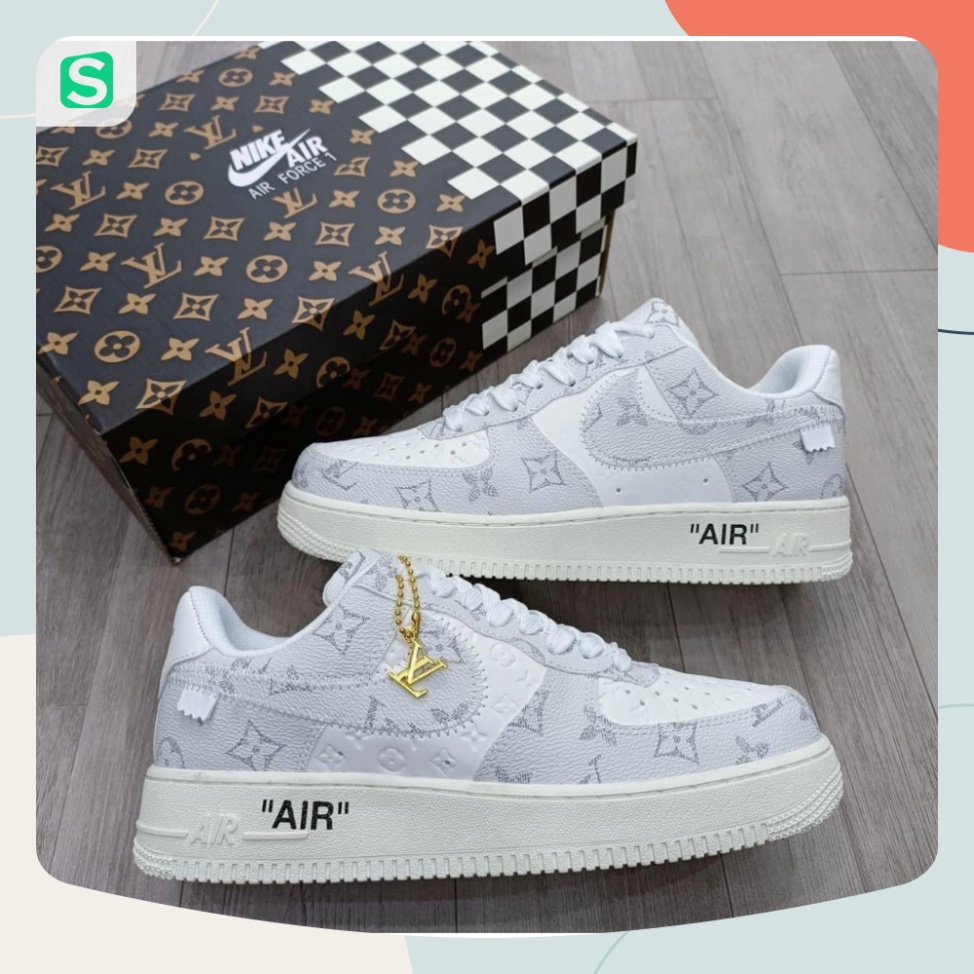 Giày _Nike Air Force 1 Lv xám, giày AF1 xám đế Air bản cao cấp full box bill phụ kiện
