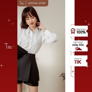 Áo sơ mi cổ đức nhọn vai bồng măng sec TIIN STORE thiết kế nhẹ nhàng AHD352