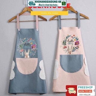 ❣ FREESHIP ❣ Tạp Dề Chống Thấm Nước Có Lau Tay Họa Tiết Thỏ Xinh Xắn