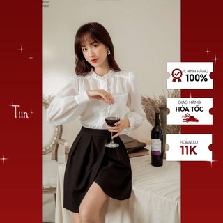 Áo sơ mi cổ viền bèo thân nẹp bèo tay măng sec TIIN STORE AHD355