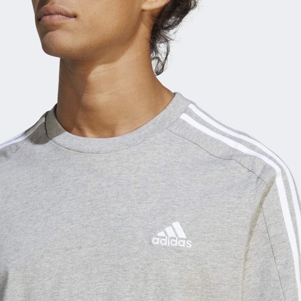 Adidas Phong cách sống Áo Thun 3 Sọc Single Jersey Essentials Nam Xám IC9337